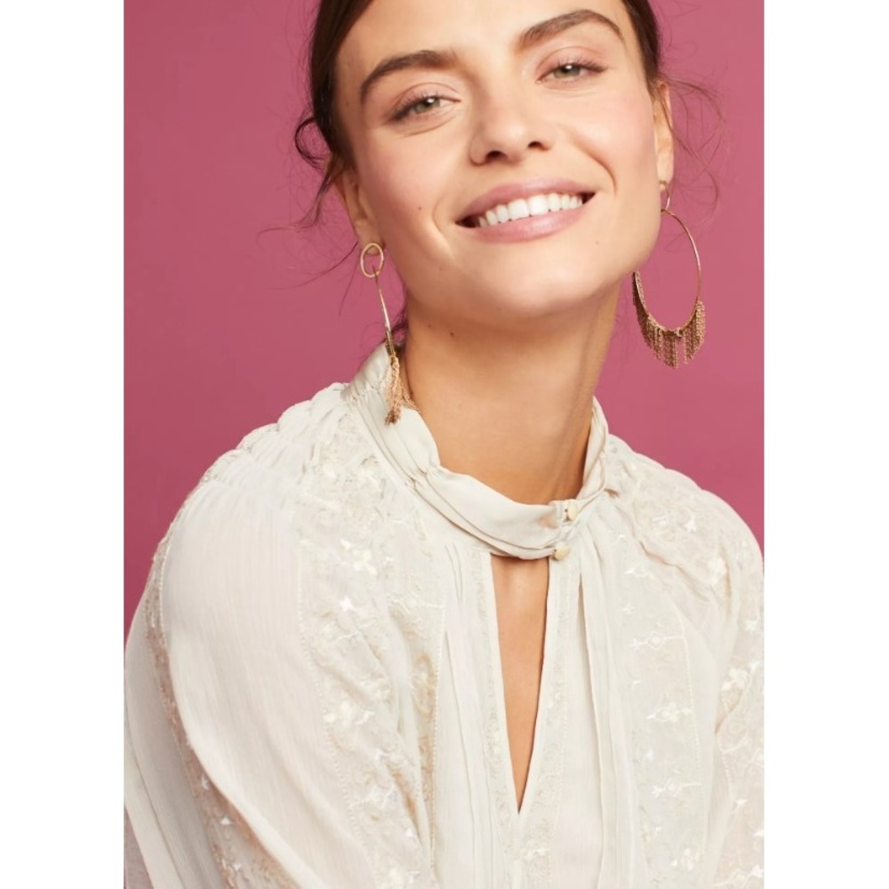 TINY Anthropologie Maud Victorian Cutout Top Embroidered Women's Small Romantic - Picture 2 of 12